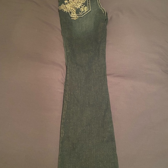Women's Harley Davidson Jeans with Embroidered Design size 8 bootleg low rise - Picture 4 of 15